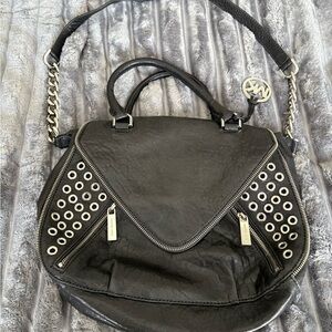 Michael Kors Black Shoulder Bag with Chain Strap and Studded Flap